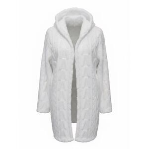 Knapp Studio Cozy White Shaggy Hooded Cardigan. Size: Large Color: White
